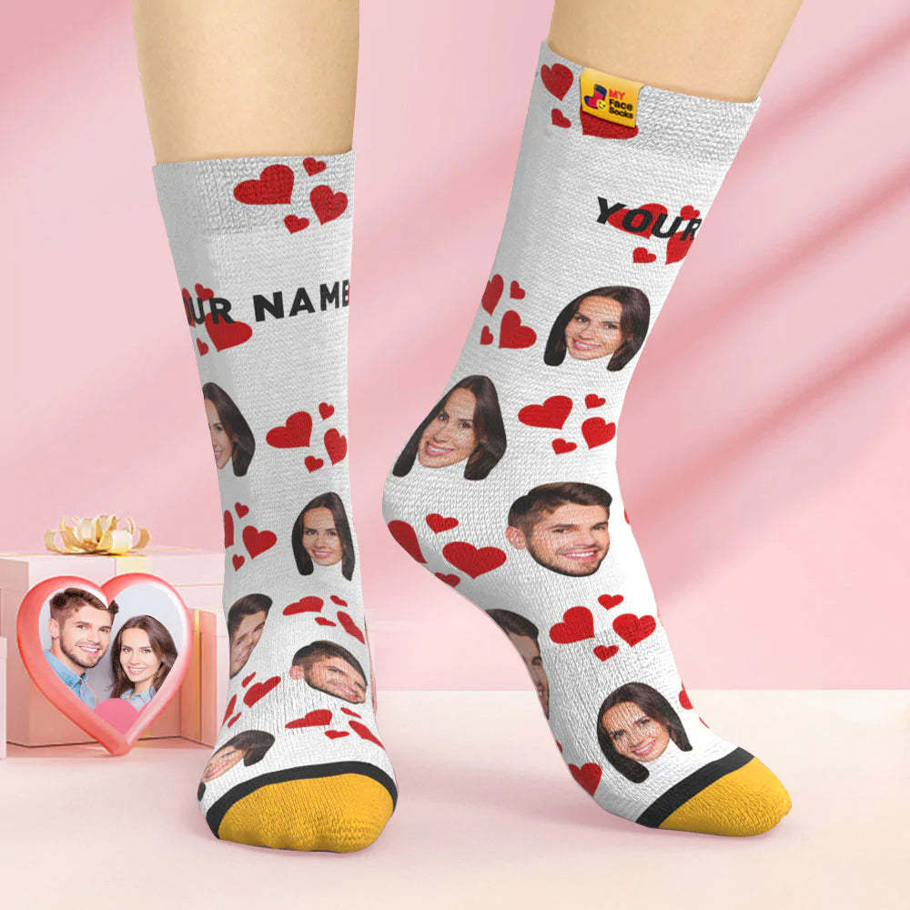 Custom 3D Digital Printed Socks Valentine's Day Gift My Heart Face Socks - MyFaceSocksAu