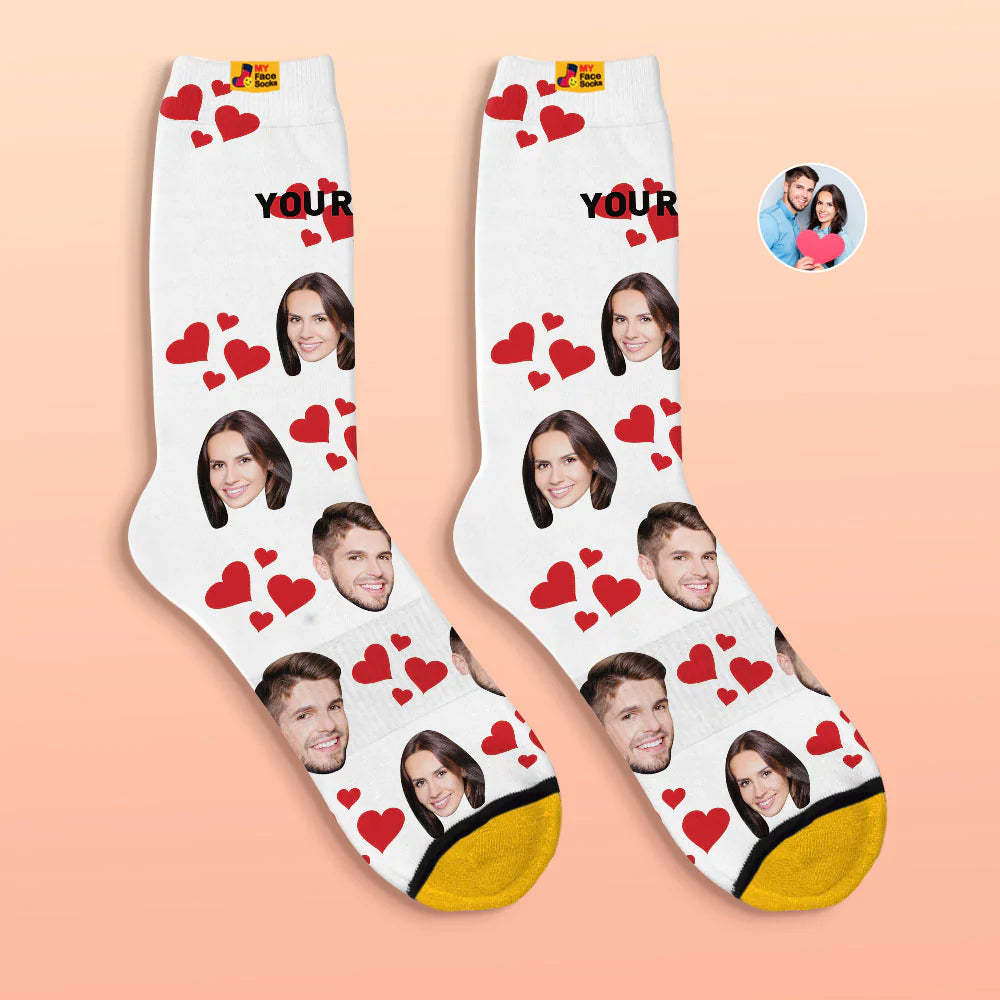 Custom 3D Digital Printed Socks Valentine's Day Gift My Heart Face Socks - MyFaceSocksAu
