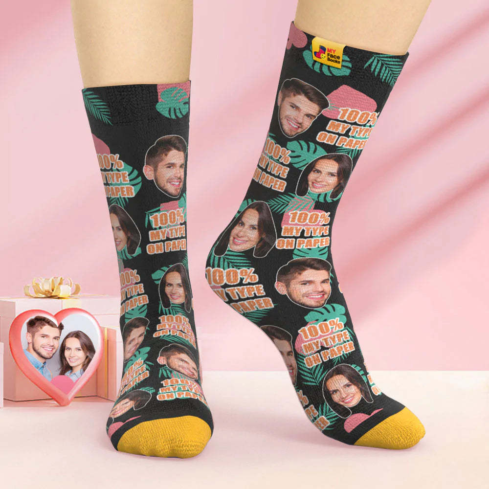 Custom 3D Digital Printed Socks Valentine's Day Gift 100 MY TYPE ON PAPER Face Socks-MyFaceSocksAu
