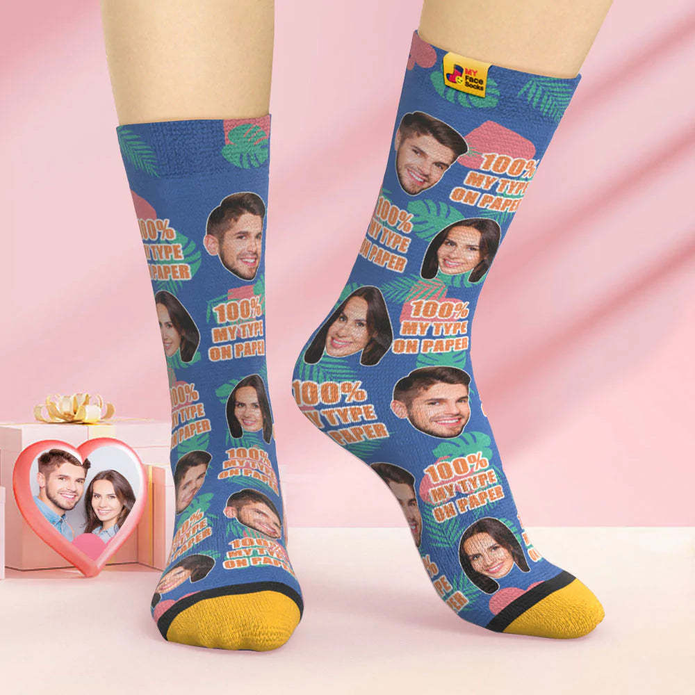 Custom 3D Digital Printed Socks Valentine's Day Gift 100 MY TYPE ON PAPER Face Socks-MyFaceSocksAu