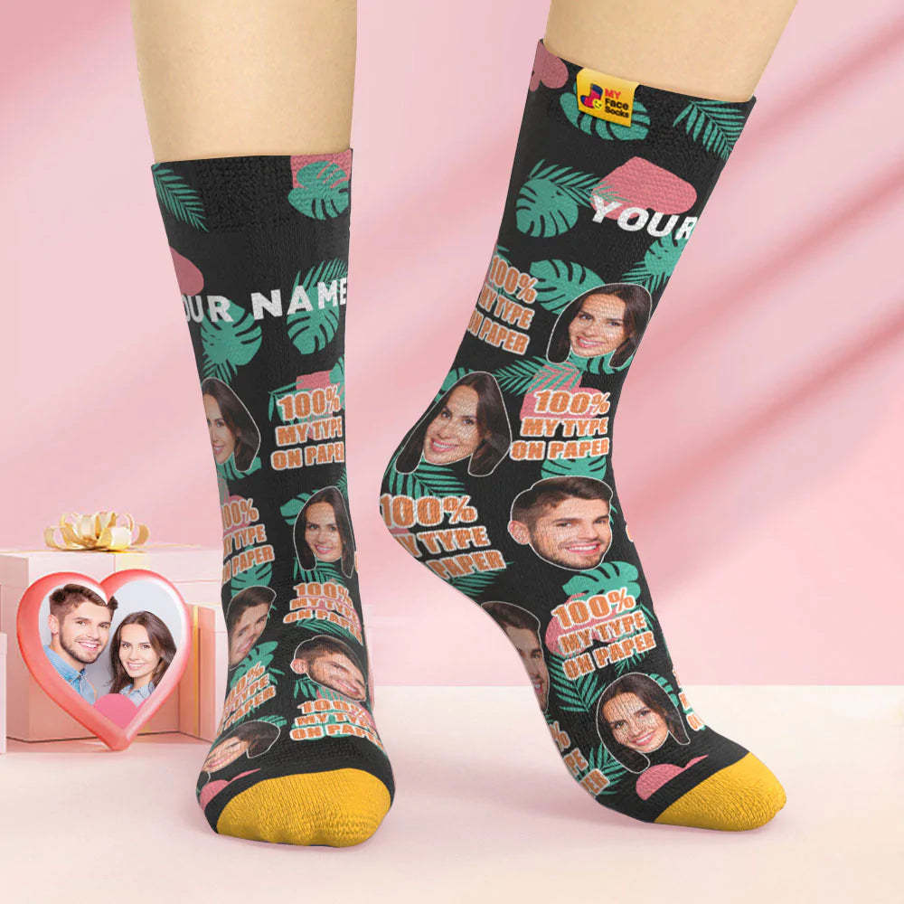 Custom 3D Digital Printed Socks Valentine's Day Gift 100 MY TYPE ON PAPER Face Socks-MyFaceSocksAu