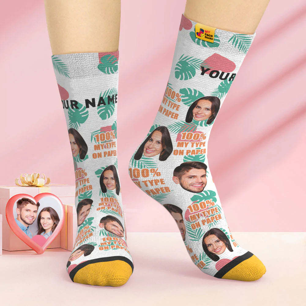 Custom 3D Digital Printed Socks Valentine's Day Gift 100 MY TYPE ON PAPER Face Socks-MyFaceSocksAu