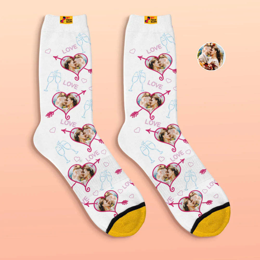 Custom 3D Digital Printed Socks Valentine's Day Gift LOVE Heart Face Socks - MyFaceSocksAu