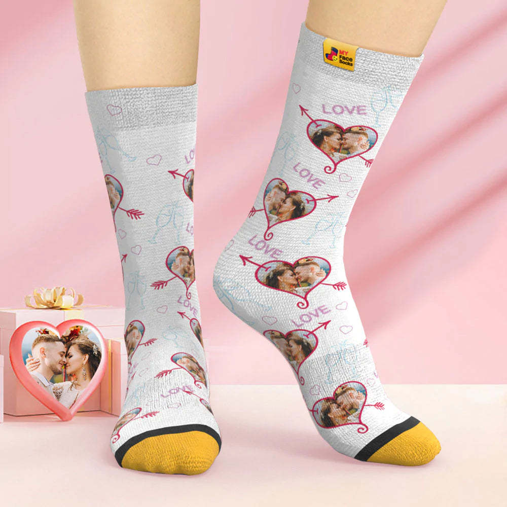 Custom 3D Digital Printed Socks Valentine's Day Gift LOVE Heart Face Socks - MyFaceSocksAu