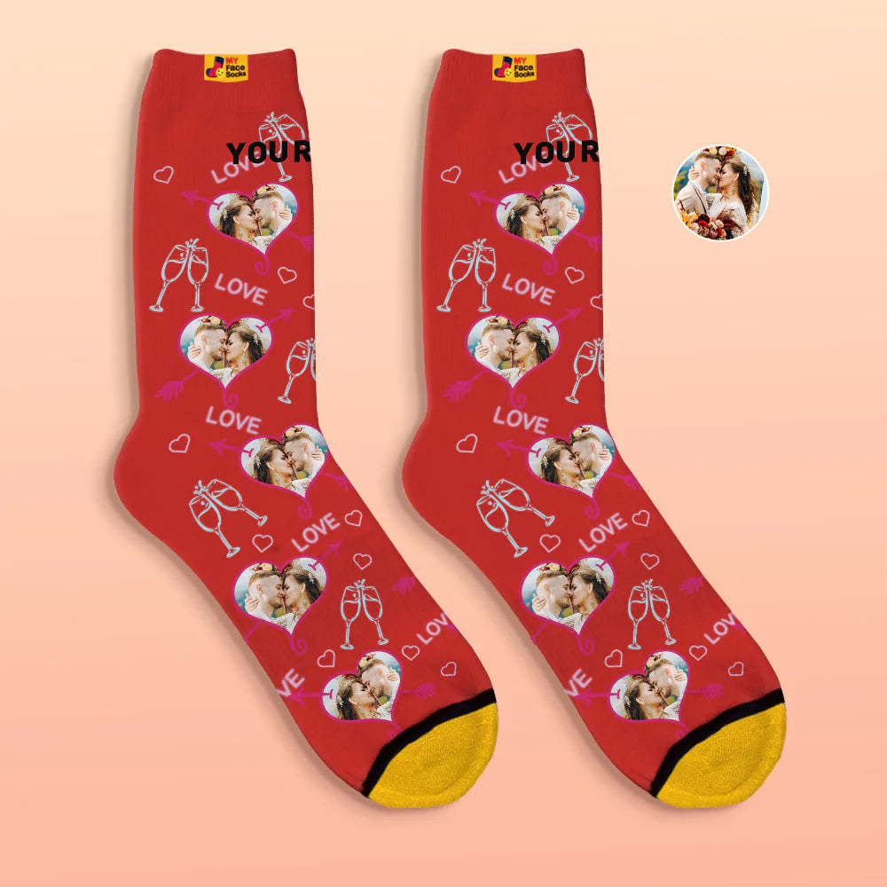 Custom 3D Digital Printed Socks Valentine's Day Gift LOVE Heart Face Socks - MyFaceSocksAu