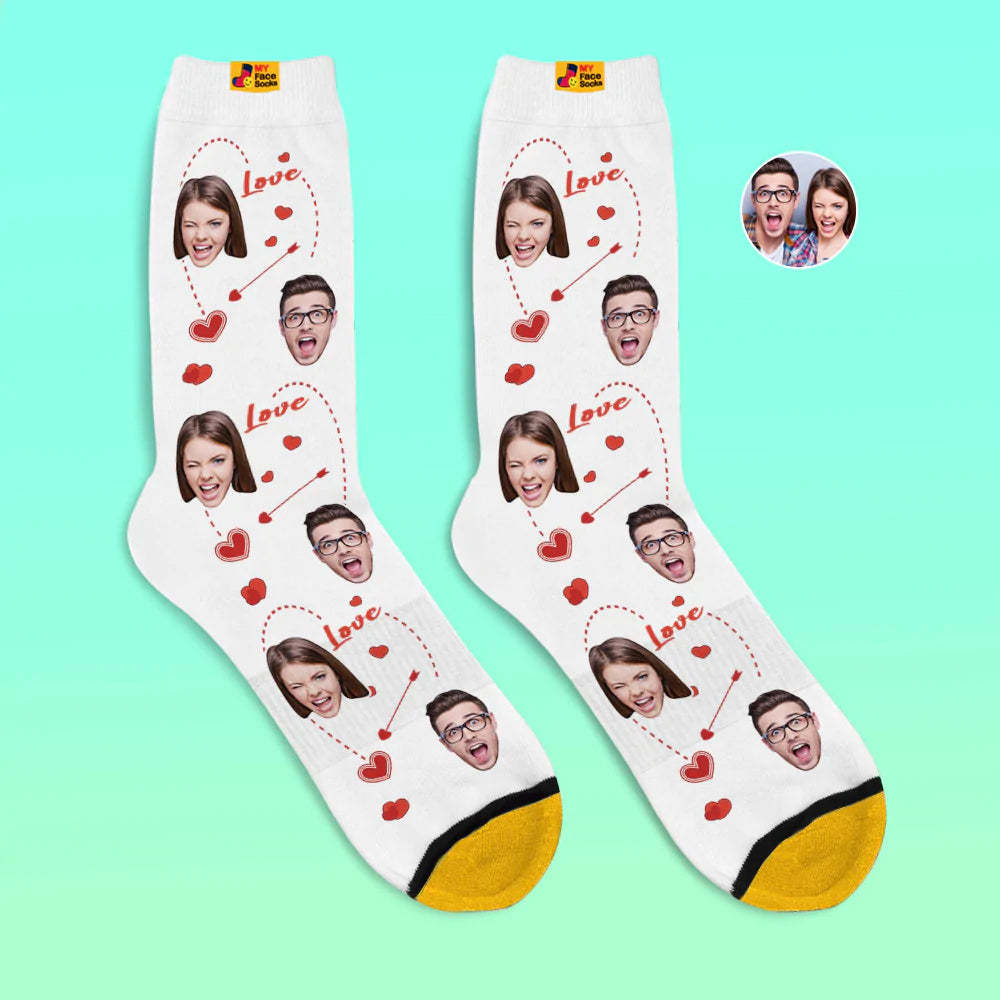 Custom 3D Digital Printed Socks Valentine's Day Gifts Love Heart Face Socks For Lover - MyFaceSocksAu