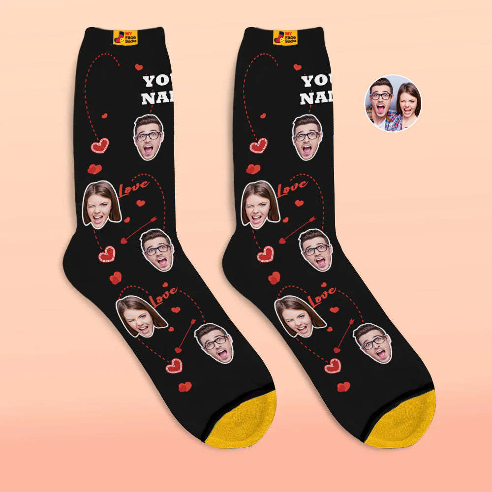 Custom 3D Digital Printed Socks Valentine's Day Gifts Love Heart Face Socks For Lover - MyFaceSocksAu