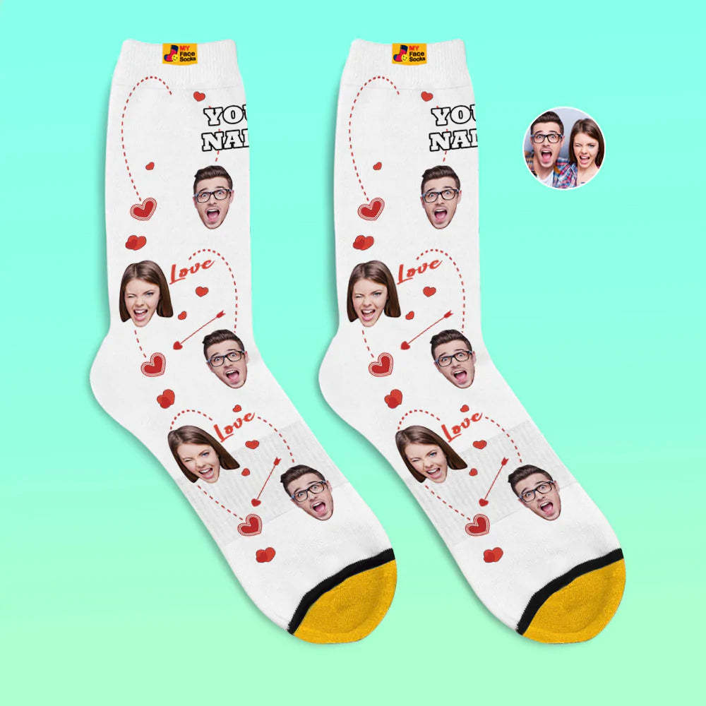 Custom 3D Digital Printed Socks Valentine's Day Gifts Love Heart Face Socks For Lover - MyFaceSocksAu