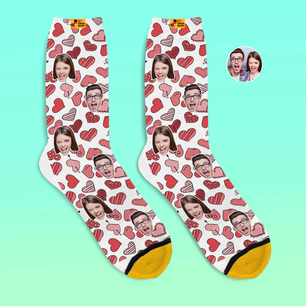 Custom 3D Digital Printed Socks Valentine's Day Gift Various Hearts Face Socks For Lover - MyFaceSocksAu