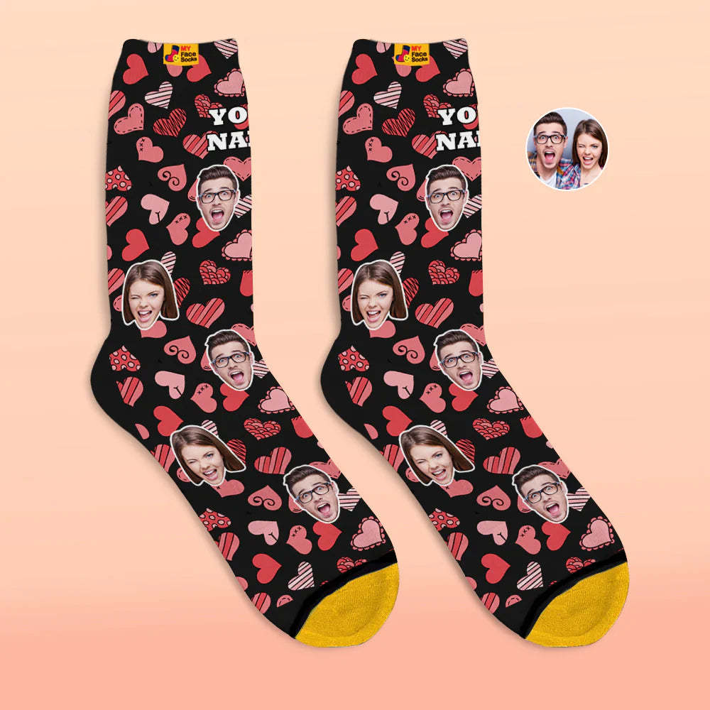 Custom 3D Digital Printed Socks Valentine's Day Gift Various Hearts Face Socks For Lover - MyFaceSocksAu