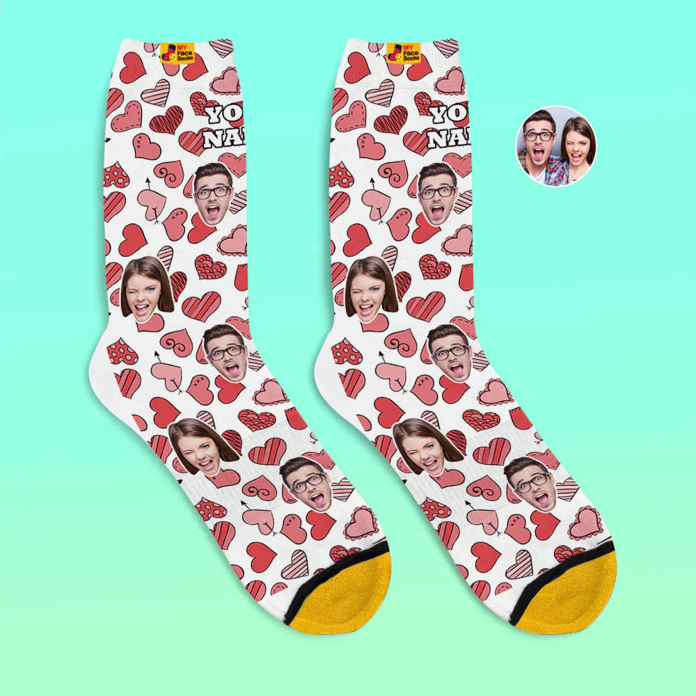 Custom 3D Digital Printed Socks Valentine's Day Gift Various Hearts Face Socks For Lover - MyFaceSocksAu