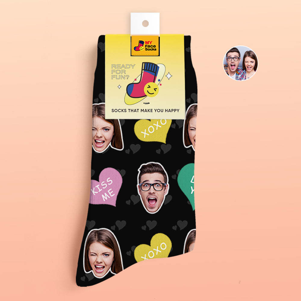 Custom 3D Digital Printed Socks Valentine's Day Gifts Cutie Face Socks - MyFaceSocksAu