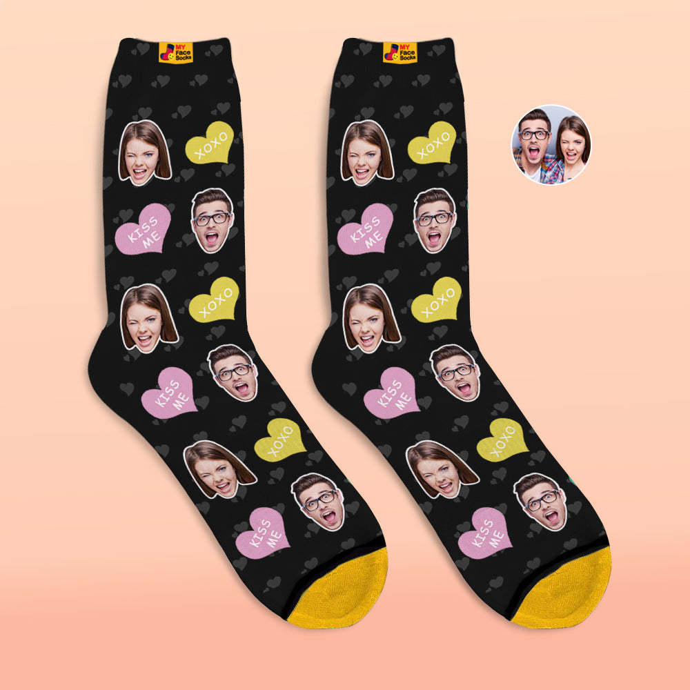 Custom 3D Digital Printed Socks Valentine's Day Gifts Cutie Face Socks - MyFaceSocksAu