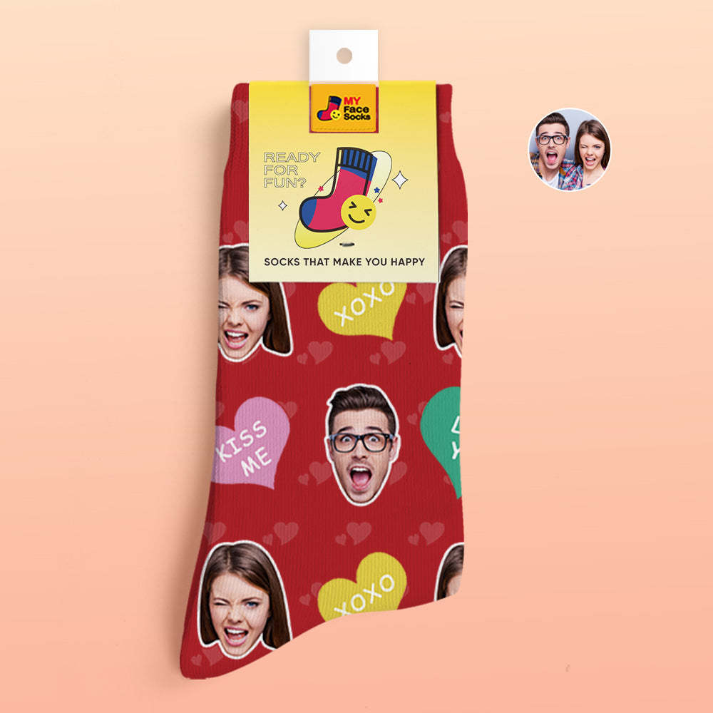 Custom 3D Digital Printed Socks Valentine's Day Gifts Cutie Face Socks - MyFaceSocksAu