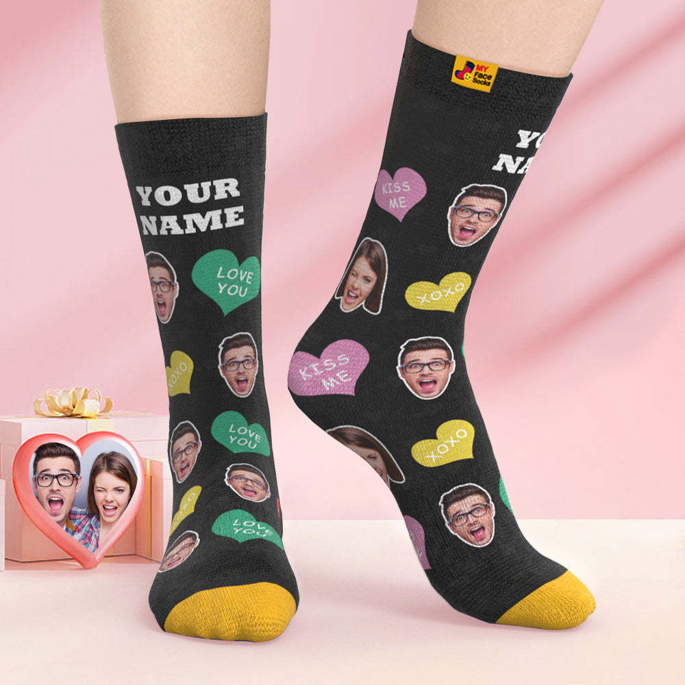 Custom 3D Digital Printed Socks Valentine's Day Gifts Cutie Face Socks - MyFaceSocksAu