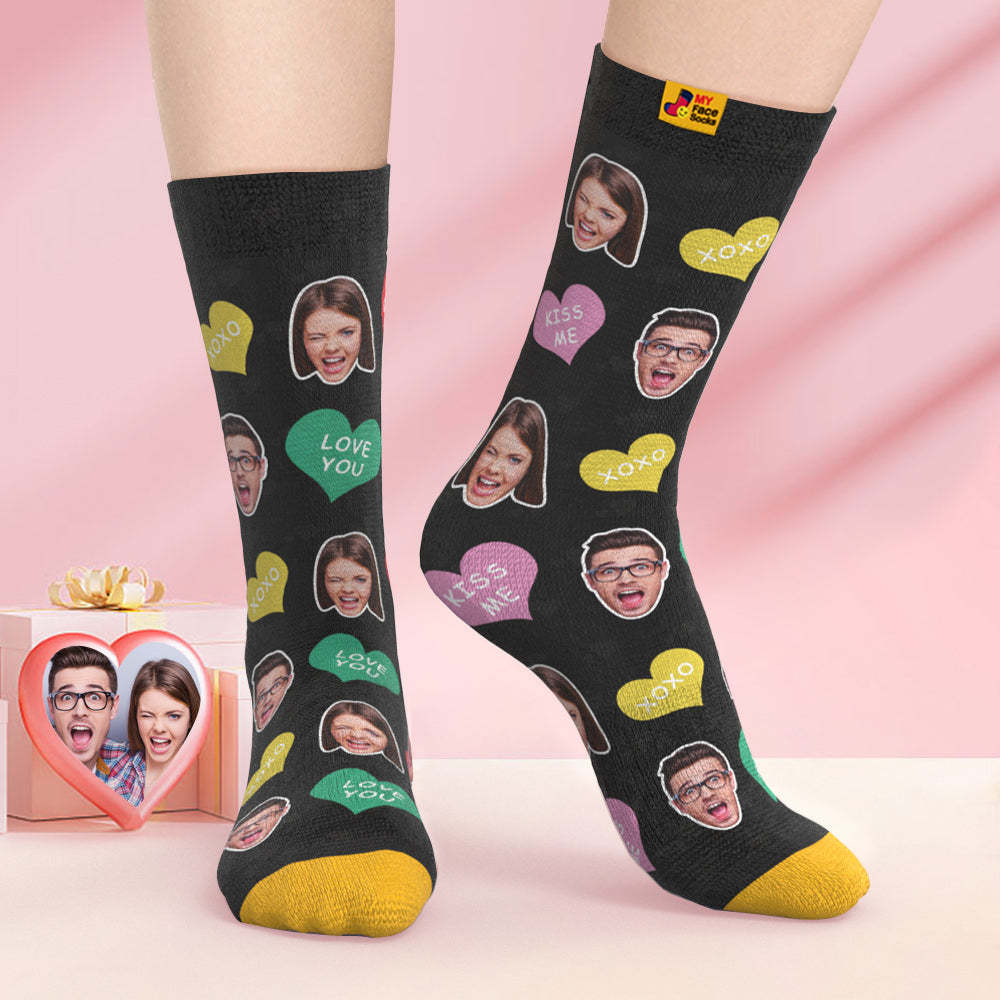 Custom 3D Digital Printed Socks Valentine's Day Gifts Cutie Face Socks - MyFaceSocksAu