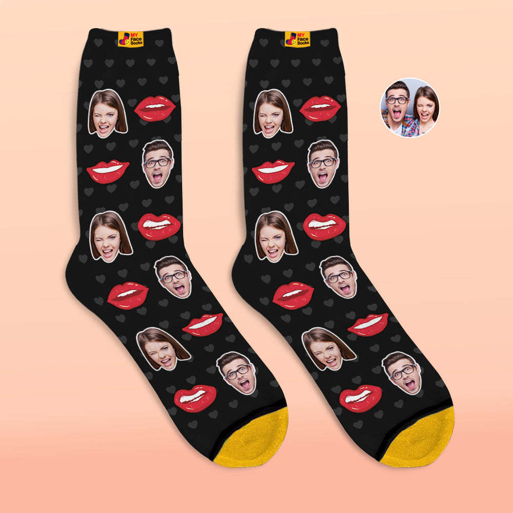 Custom 3D Digital Printed Socks Valentine's Day Gifts Sexy Lip Face Socks - MyFaceSocksAu