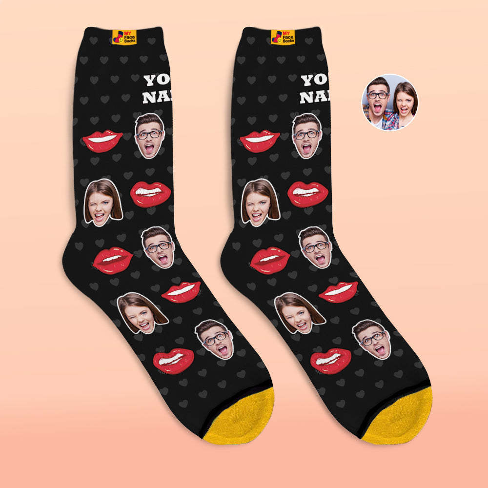 Custom 3D Digital Printed Socks Valentine's Day Gifts Sexy Lip Face Socks - MyFaceSocksAu