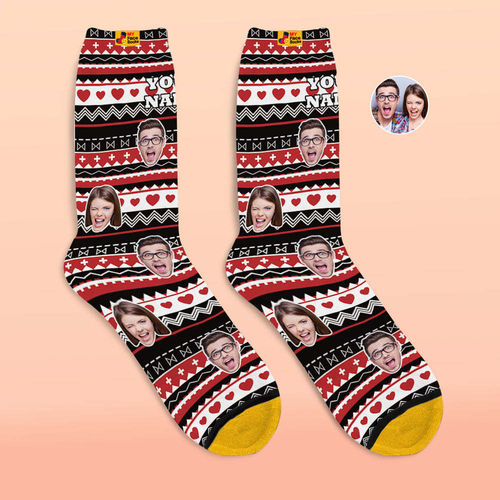 Custom 3D Digital Printed Socks Valentine's Day Gifts Heart Funny Face Socks - MyFaceSocksAu