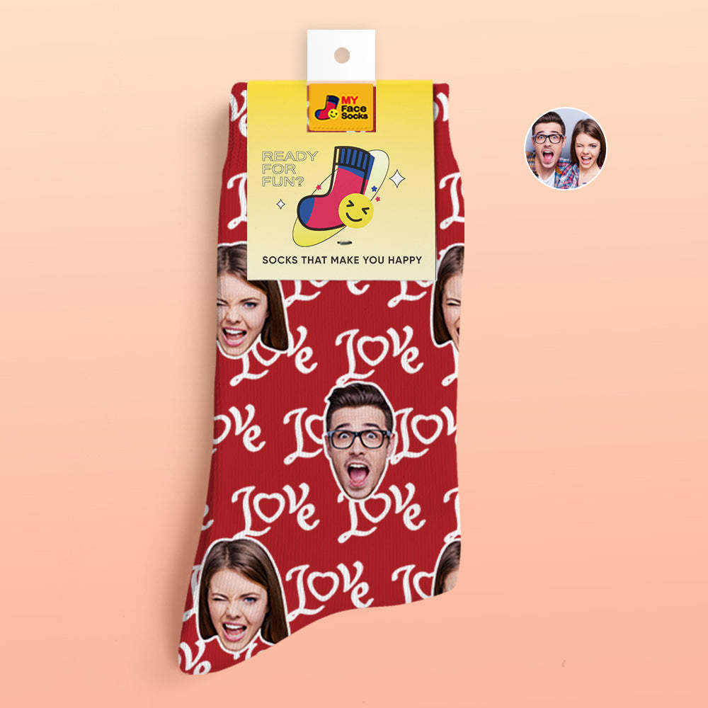 Custom 3D Digital Printed Socks Valentine's Day Gifts Show Your Love Face Face Socks - MyFaceSocksAu