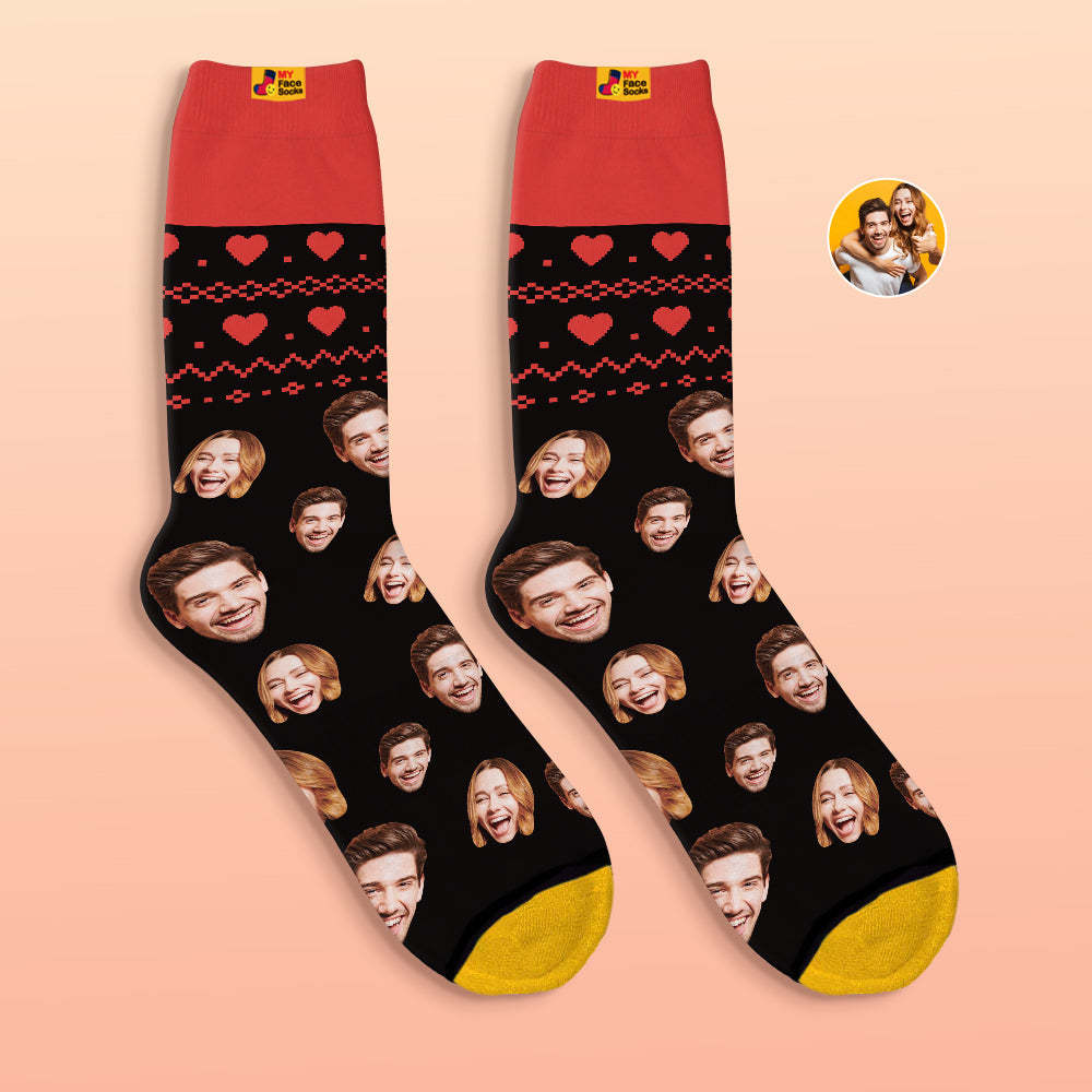 Custom 3D Digital Printed Socks Valentine's Day Gifts Heart Fair Face Socks - MyFaceSocksAu