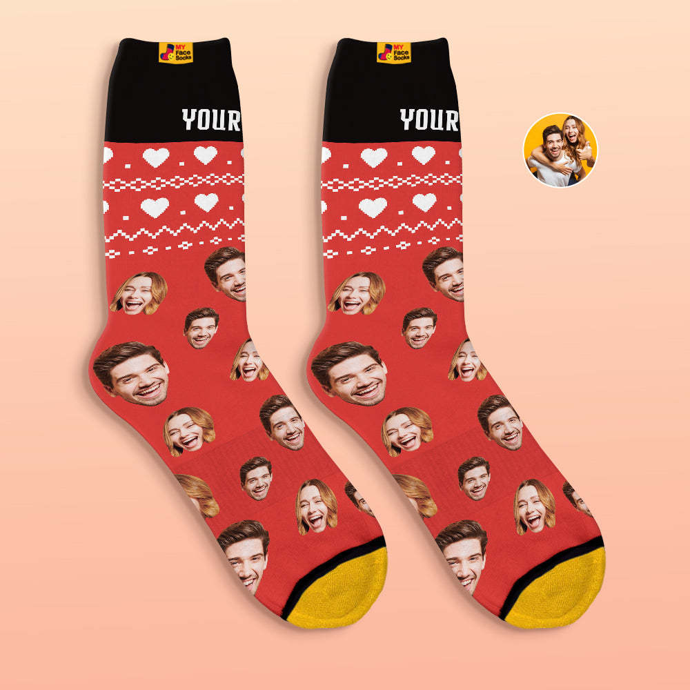 Custom 3D Digital Printed Socks Valentine's Day Gifts Heart Fair Face Socks - MyFaceSocksAu