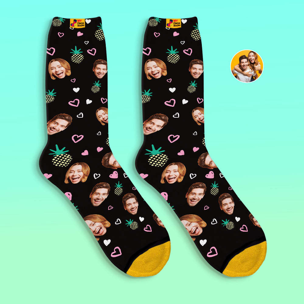 Custom 3D Digital Printed Socks Valentine's Day Gifts Pineapple Face Socks - MyFaceSocksAu