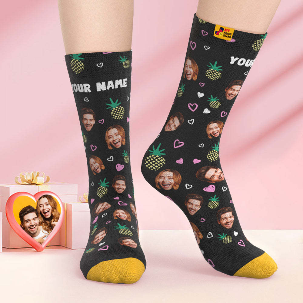 Custom 3D Digital Printed Socks Valentine's Day Gifts Pineapple Face Socks - MyFaceSocksAu