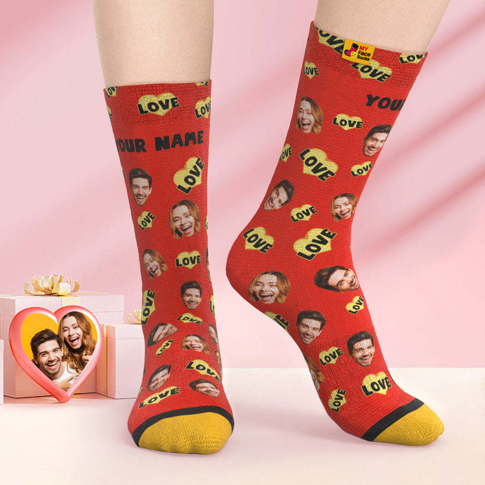 Custom 3D Digital Printed Socks Valentine's Day Gift Love Is Love Face Socks - MyFaceSocksAu