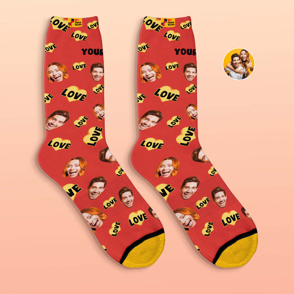 Custom 3D Digital Printed Socks Valentine's Day Gift Love Is Love Face Socks - MyFaceSocksAu