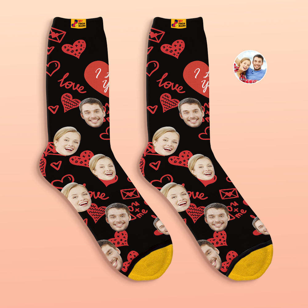 Custom 3D Digital Printed Socks Valentine's Day Gifts I Love You Face Socks - MyFaceSocksAu