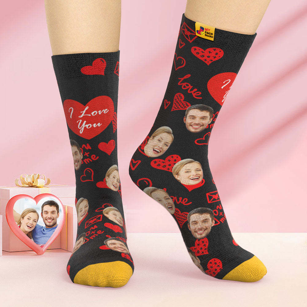 Custom 3D Digital Printed Socks Valentine's Day Gifts I Love You Face Socks - MyFaceSocksAu