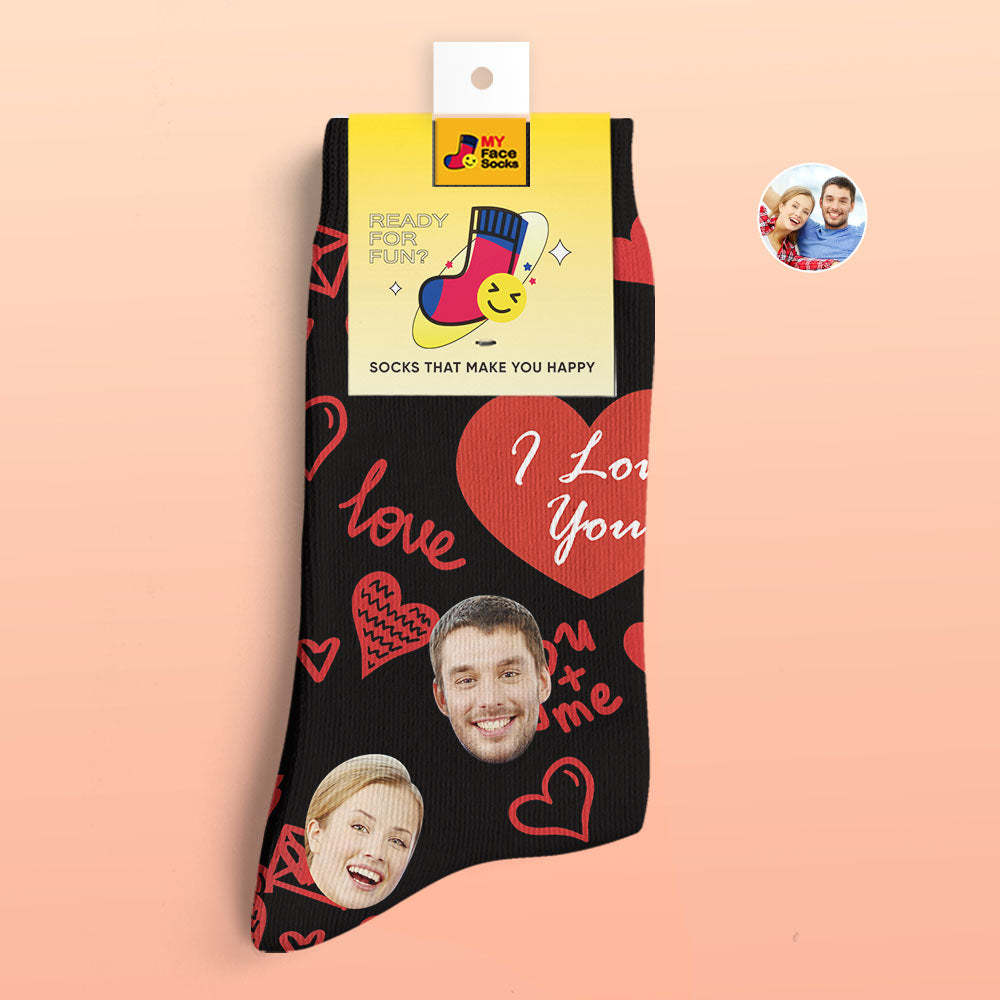 Custom 3D Digital Printed Socks Valentine's Day Gifts I Love You Face Socks - MyFaceSocksAu