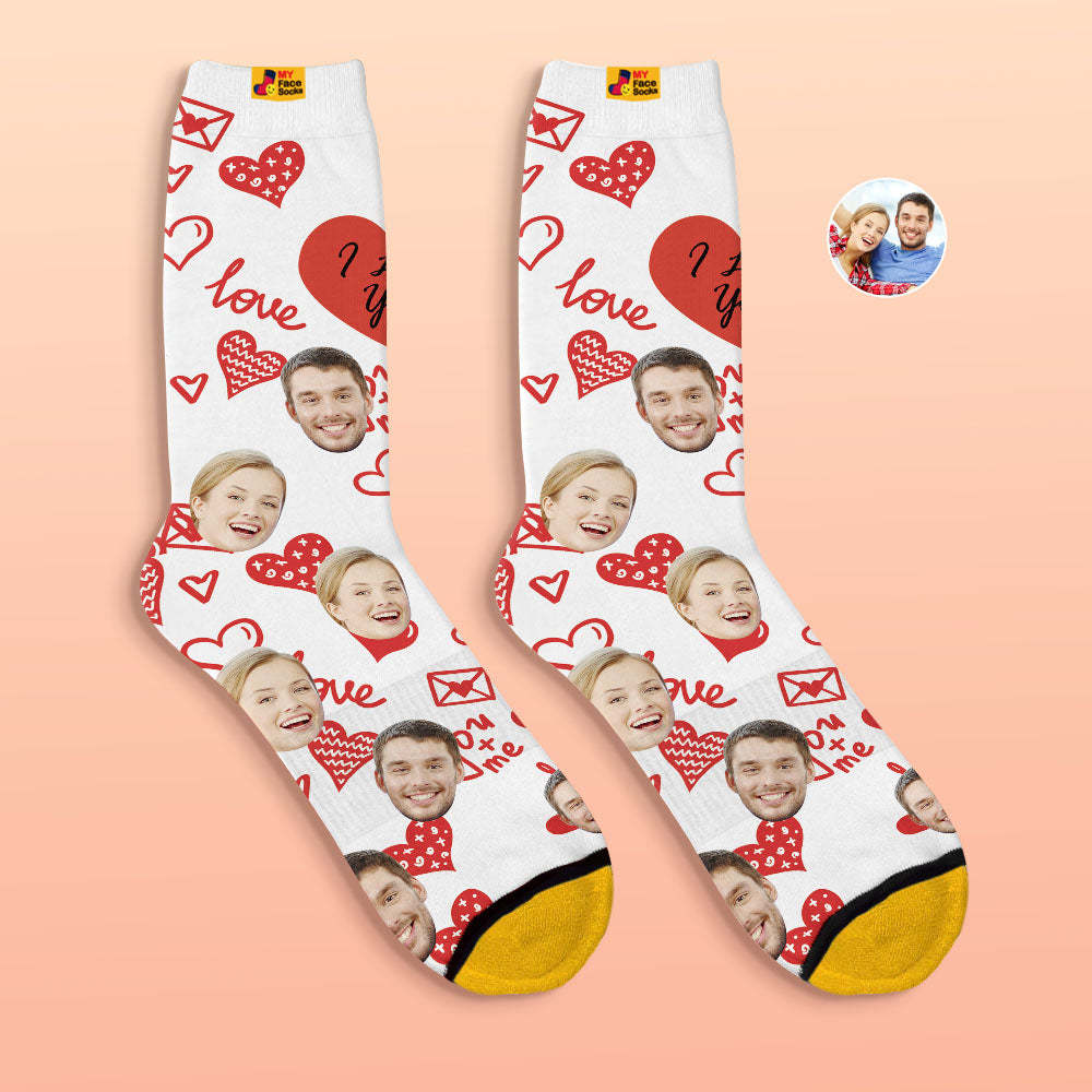 Custom 3D Digital Printed Socks Valentine's Day Gifts I Love You Face Socks - MyFaceSocksAu