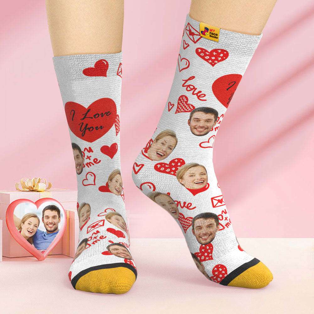 Custom 3D Digital Printed Socks Valentine's Day Gifts I Love You Face Socks - MyFaceSocksAu