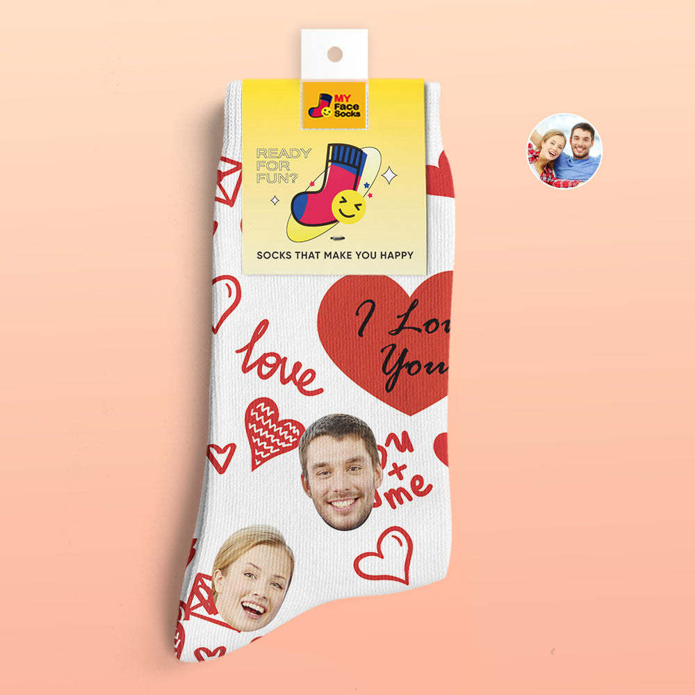 Custom 3D Digital Printed Socks Valentine's Day Gifts I Love You Face Socks - MyFaceSocksAu