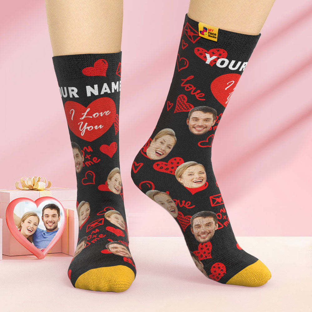 Custom 3D Digital Printed Socks Valentine's Day Gifts I Love You Face Socks - MyFaceSocksAu