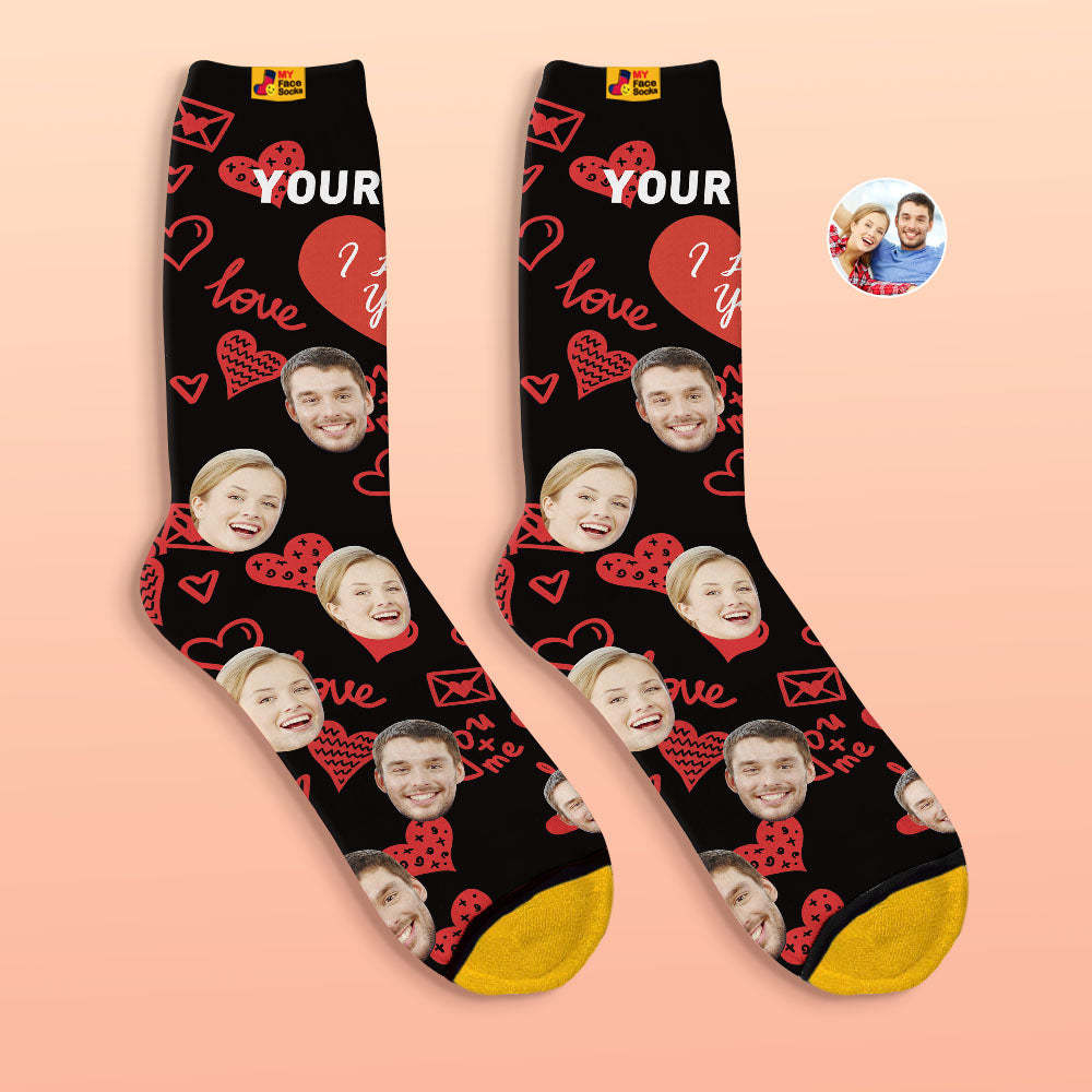 Custom 3D Digital Printed Socks Valentine's Day Gifts I Love You Face Socks - MyFaceSocksAu