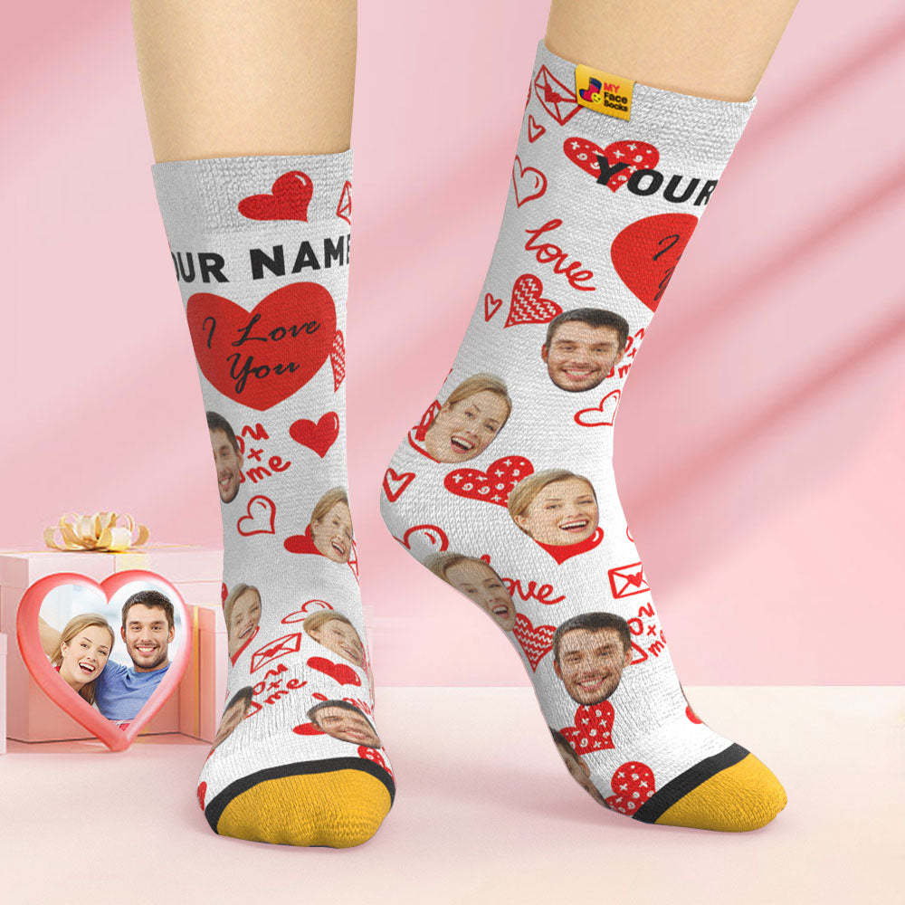 Custom 3D Digital Printed Socks Valentine's Day Gifts I Love You Face Socks - MyFaceSocksAu