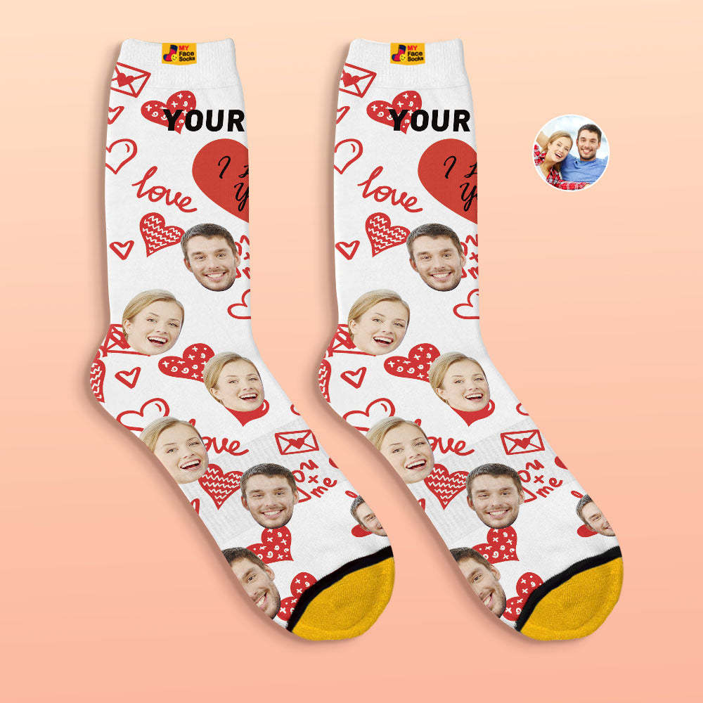 Custom 3D Digital Printed Socks Valentine's Day Gifts I Love You Face Socks - MyFaceSocksAu