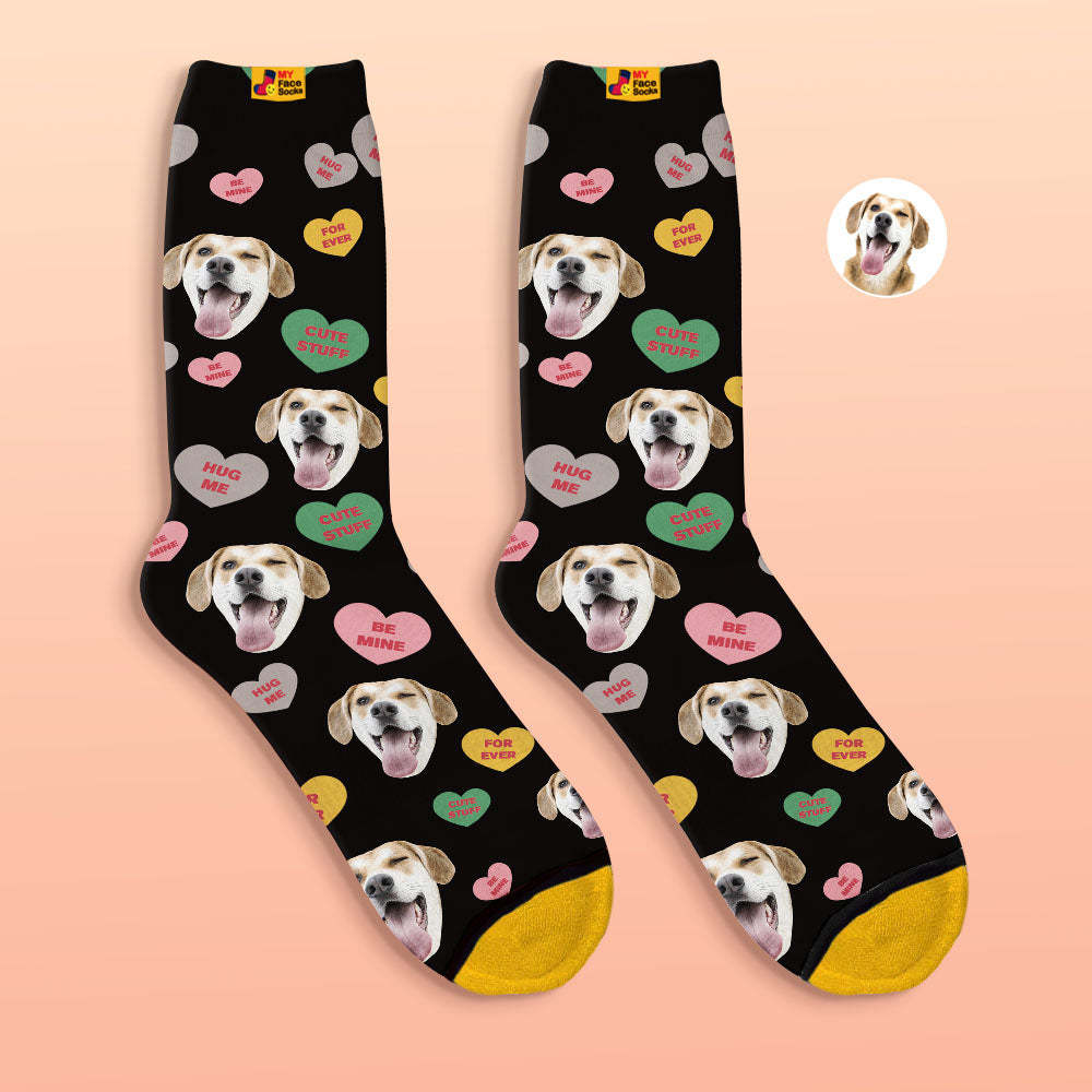 Custom 3D Digital Printed Socks Be Mine For Ever Face Socks - MyFaceSocksAu