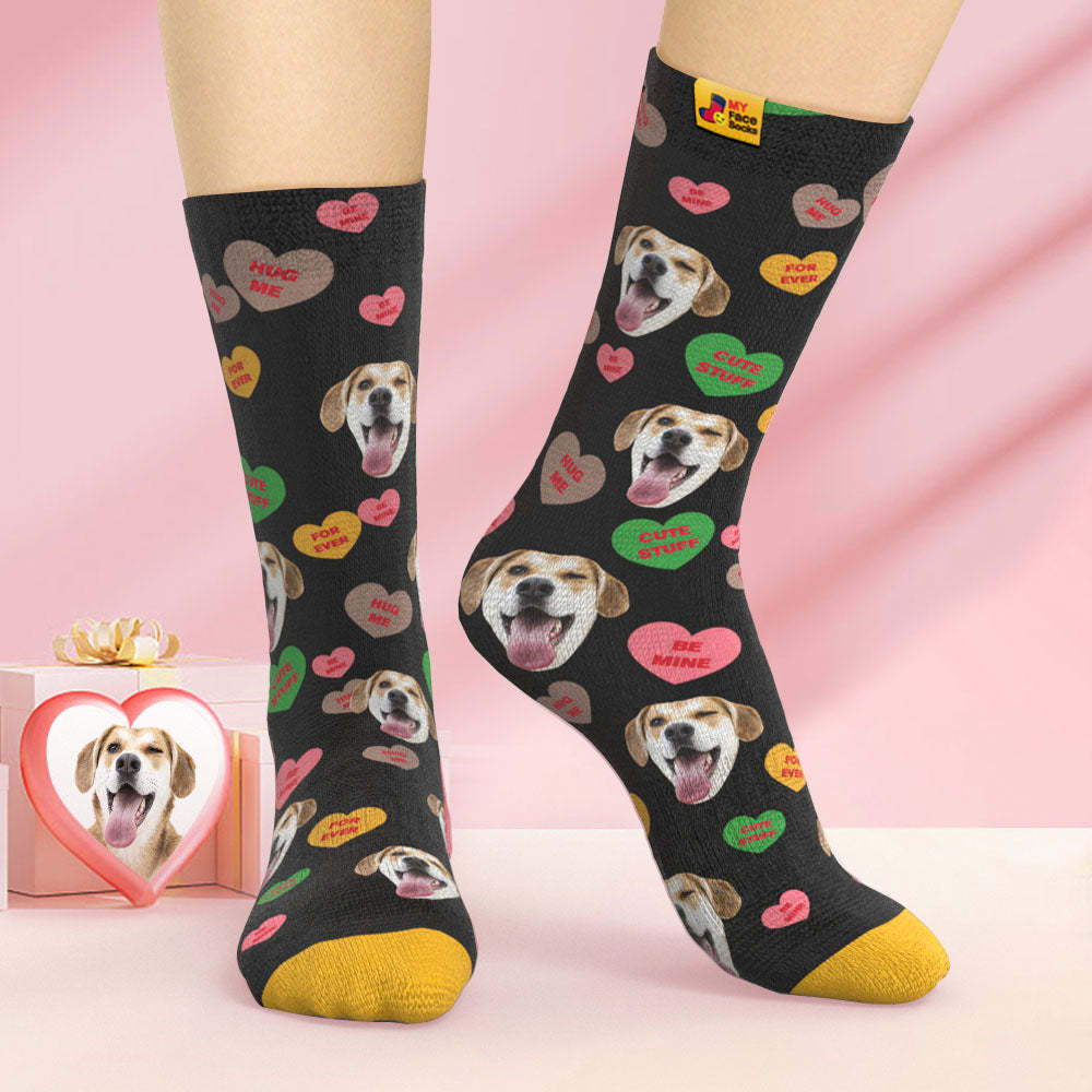 Custom 3D Digital Printed Socks Be Mine For Ever Face Socks - MyFaceSocksAu