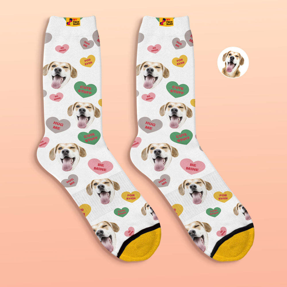 Custom 3D Digital Printed Socks Be Mine For Ever Face Socks - MyFaceSocksAu