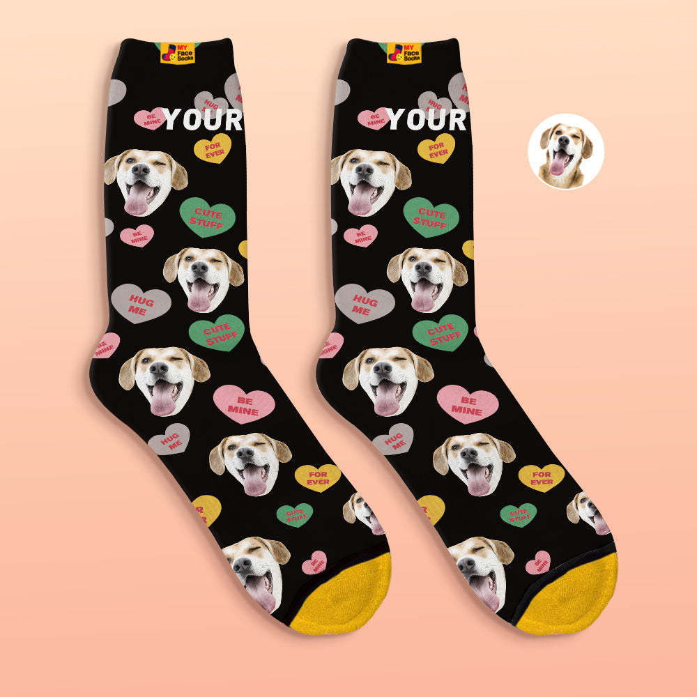 Custom 3D Digital Printed Socks Be Mine For Ever Face Socks - MyFaceSocksAu