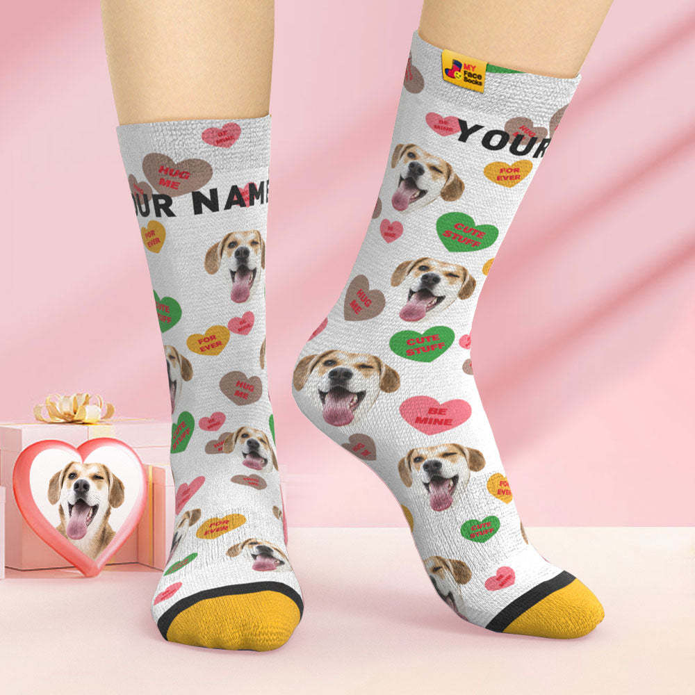 Custom 3D Digital Printed Socks Be Mine For Ever Face Socks - MyFaceSocksAu