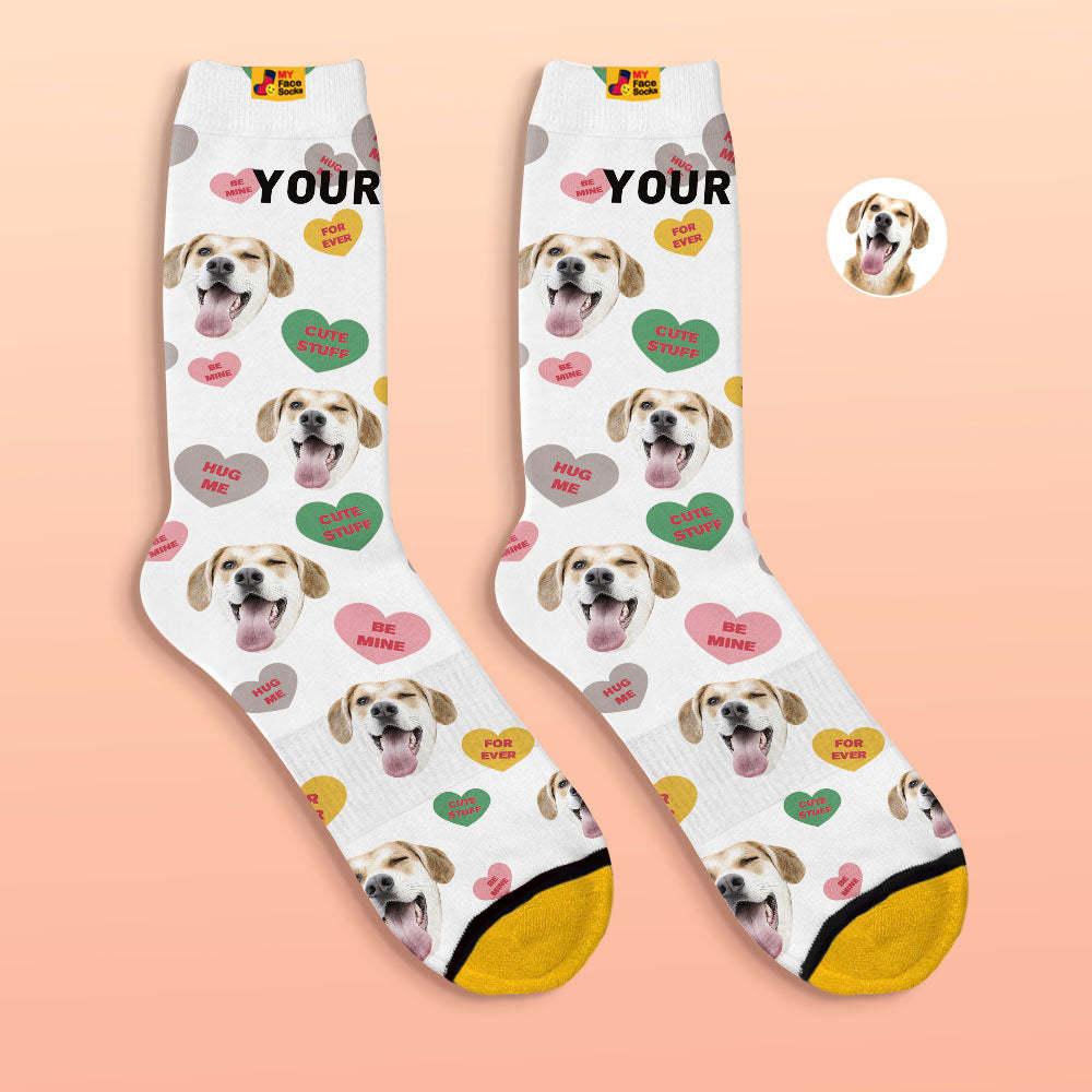 Custom 3D Digital Printed Socks Be Mine For Ever Face Socks - MyFaceSocksAu