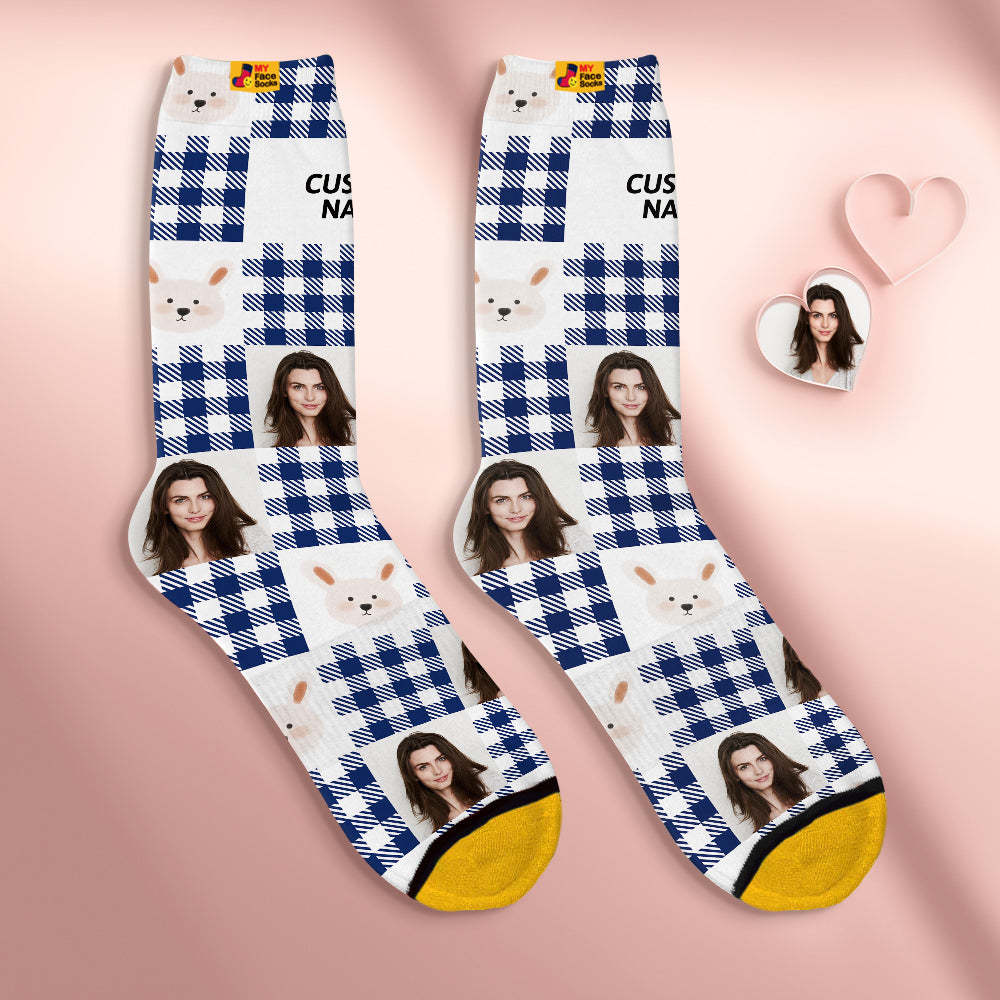 Custom Face Socks Personalised Mother's Day Gifts 3D Digital Printed Socks For Lover-Cute Rabbit - MyFaceSocksAu