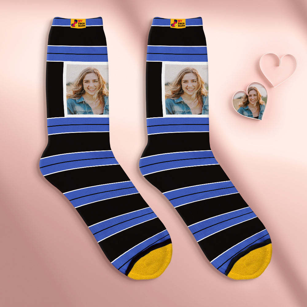 Custom Face Socks Personalised Mother's Day Gifts 3D Digital Printed Socks For Lover-STRIPED - MyFaceSocksAu