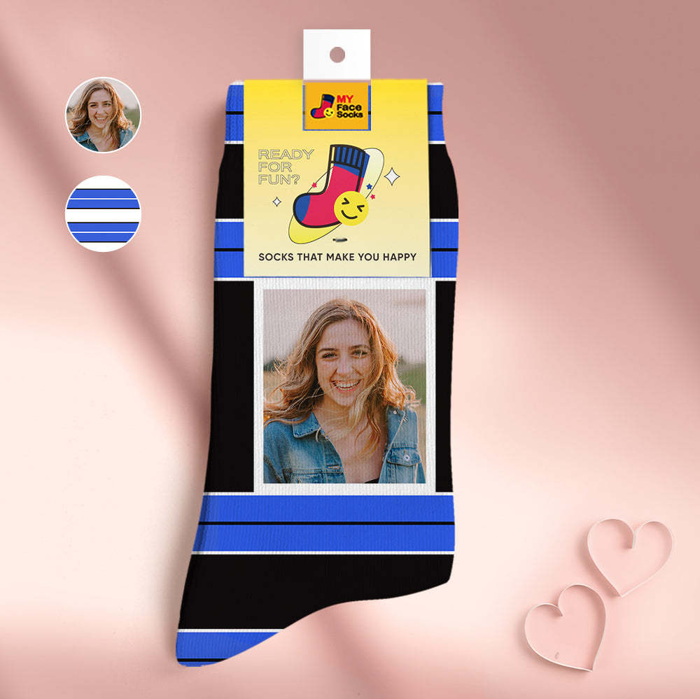 Custom Face Socks Personalised Mother's Day Gifts 3D Digital Printed Socks For Lover-STRIPED - MyFaceSocksAu