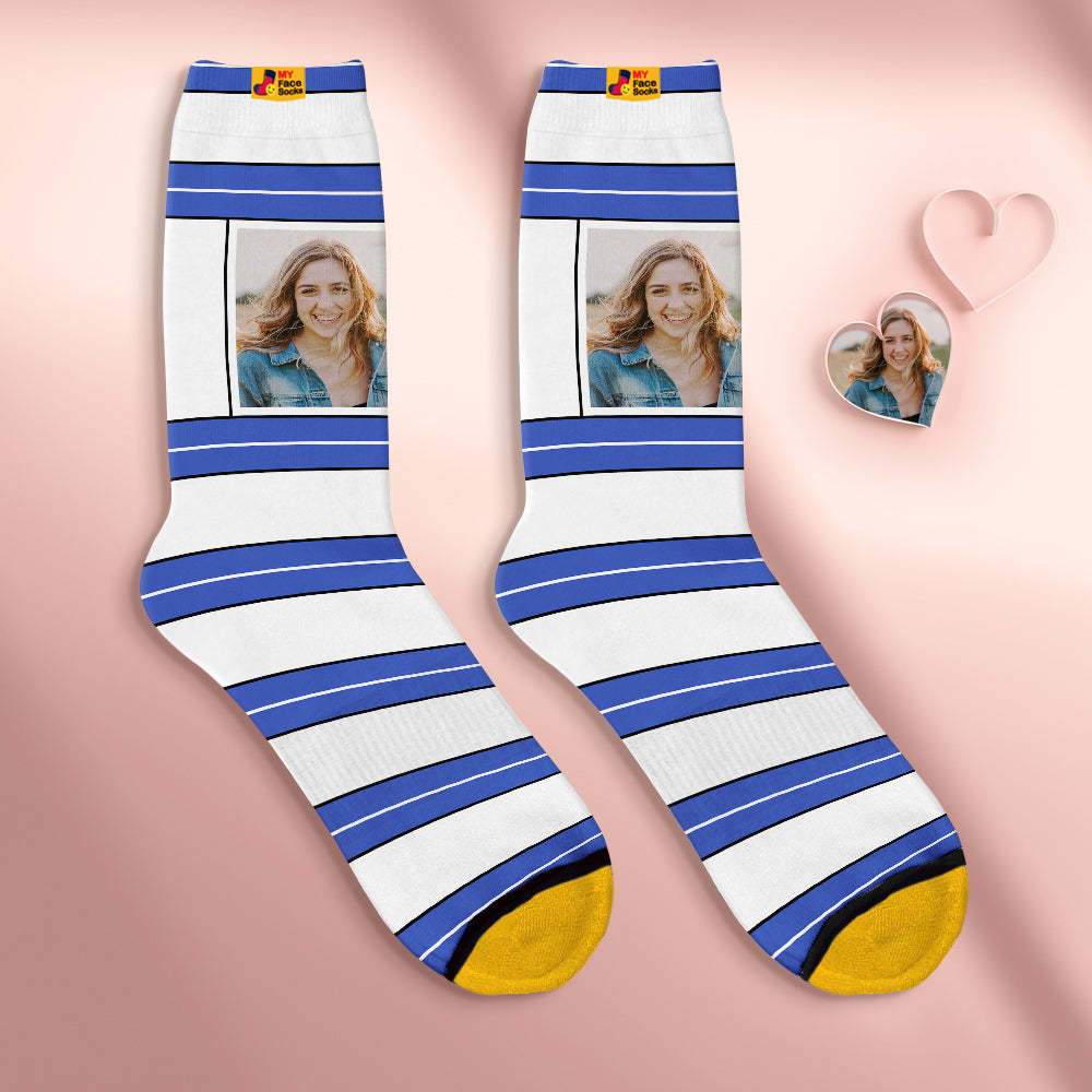 Custom Face Socks Personalised Mother's Day Gifts 3D Digital Printed Socks For Lover-STRIPED - MyFaceSocksAu